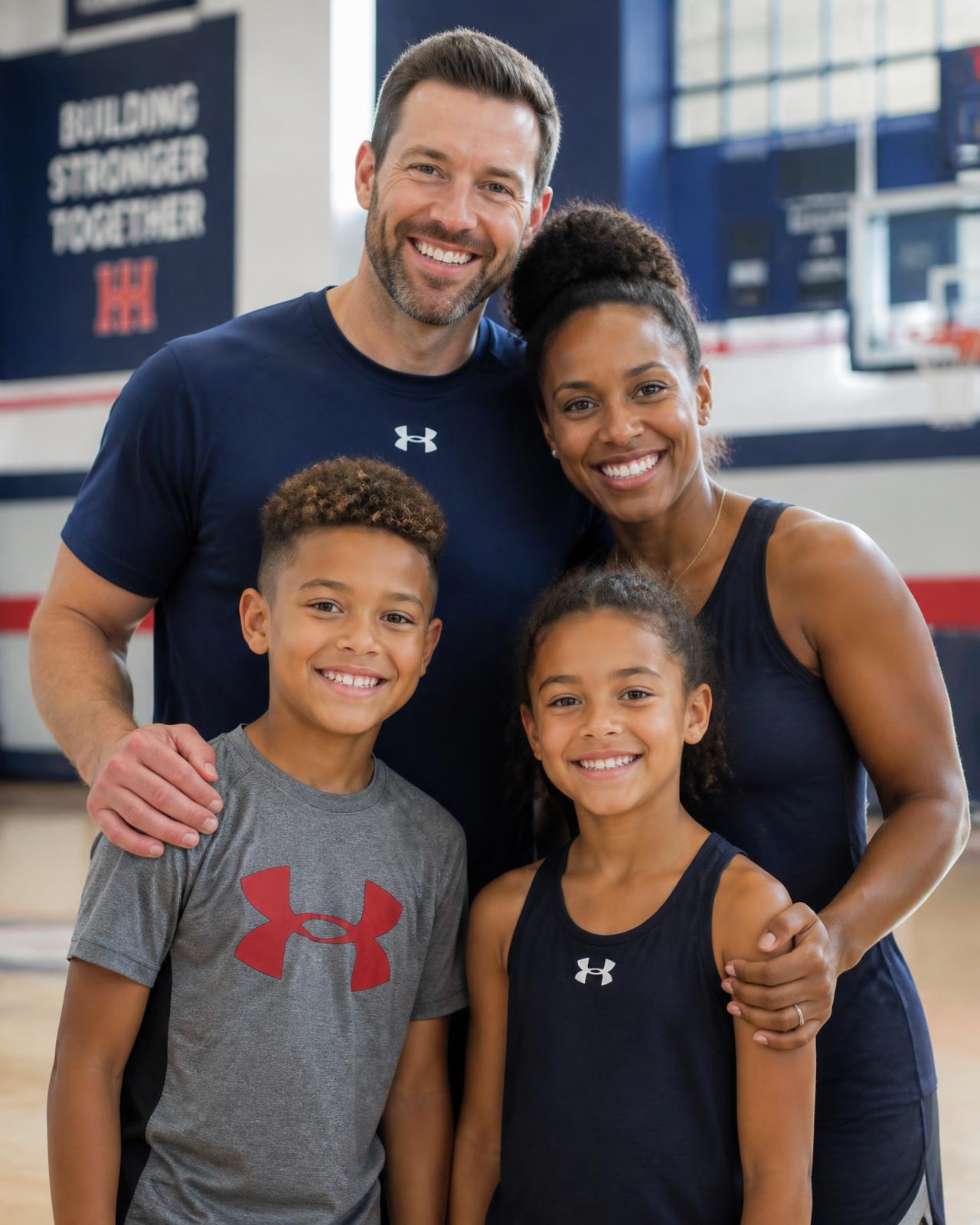A family together in the City Center Fitness gymnasium
