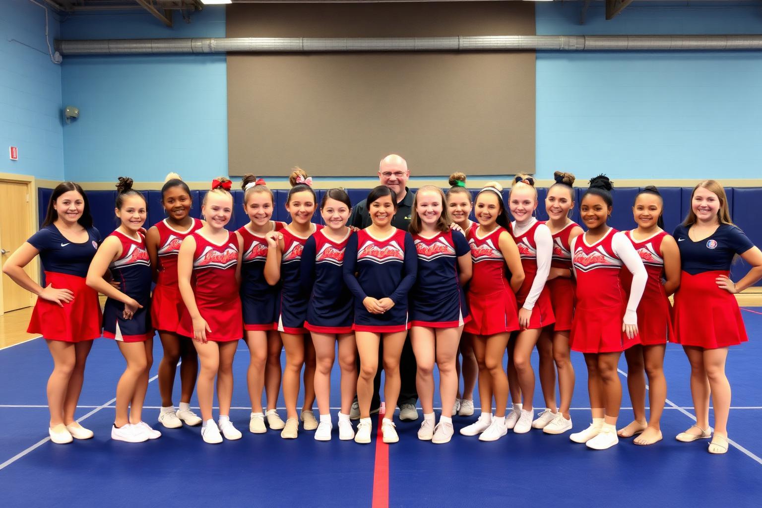 Youth cheer team together