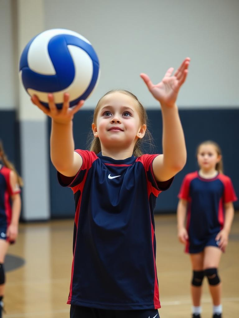 Girl serving a volleyball